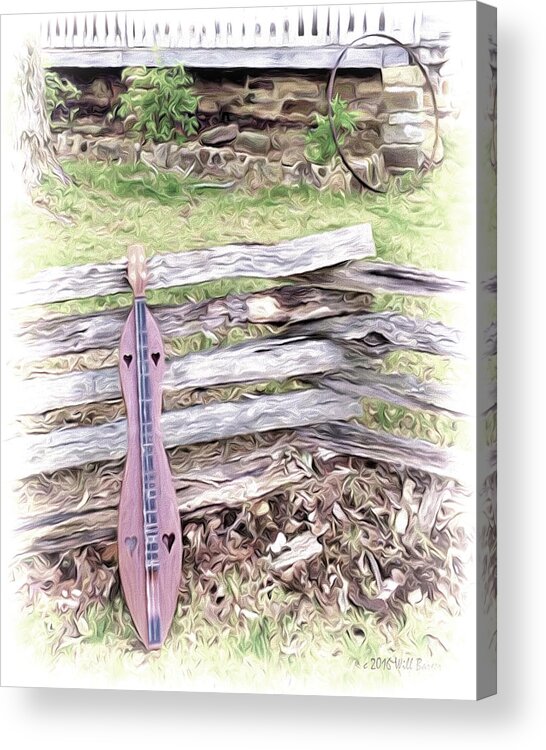 Music Acrylic Print featuring the painting Dulcimer on a Fence Nbr 1A by Will Barger
