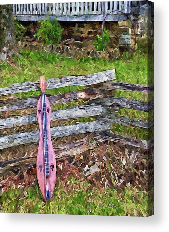 Music Acrylic Print featuring the painting Dulcimer on a Fence Nbr 1H by Will Barger