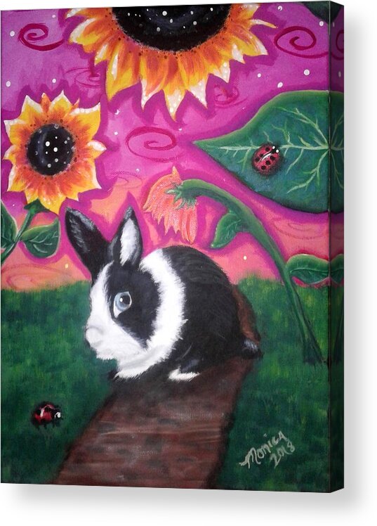 Dutch Bunny Acrylic Print featuring the painting Dutch Bunny at Dusk by Monica Resinger