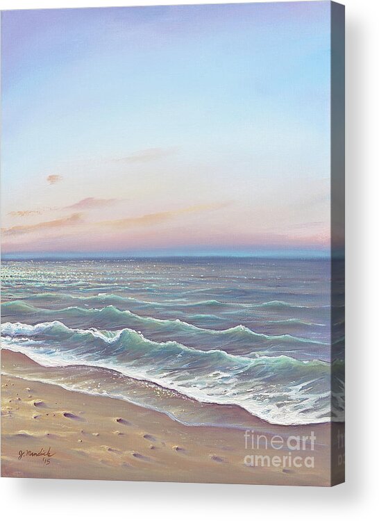 Beach Acrylic Print featuring the painting Early Morning Waves by Joe Mandrick