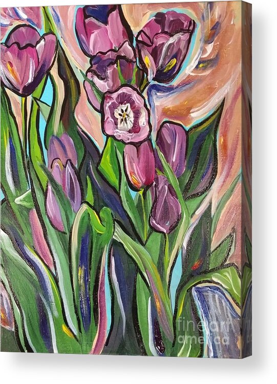 Flowers Acrylic Print featuring the painting Tulip Abstraction by Catherine Gruetzke-Blais