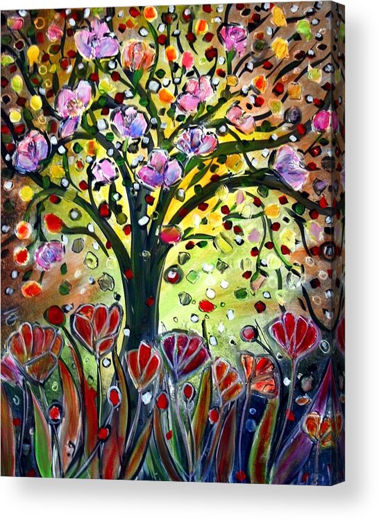 Flowers Acrylic Print featuring the painting Eden Garden by Luiza Vizoli