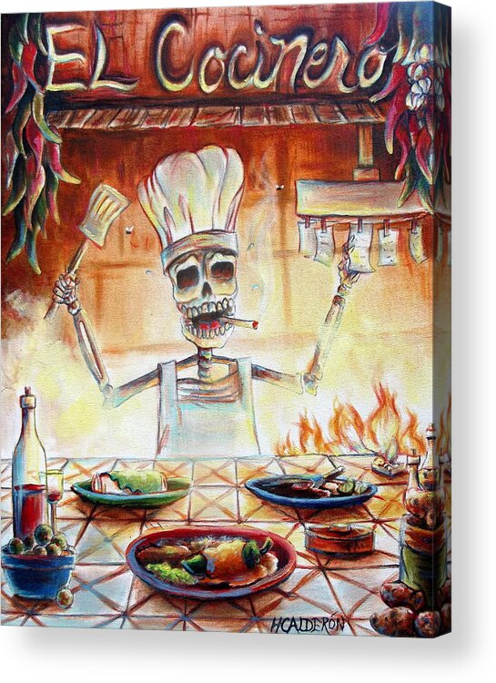 Day Of The Dead Acrylic Print featuring the painting El Cocinero by Heather Calderon