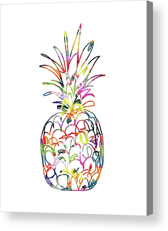 Pineapple Acrylic Print featuring the digital art Electric Pineapple - Art by Linda Woods by Linda Woods