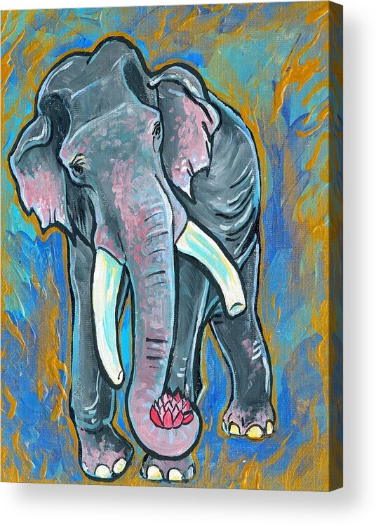 Elephant Acrylic Print featuring the painting Elephant Spirit Dreams by Jenn Cunningham