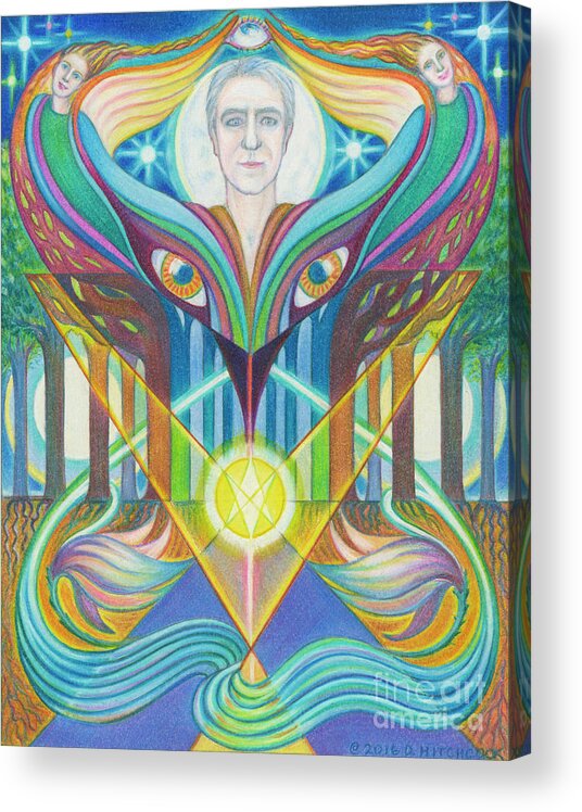 Spiritual Acrylic Print featuring the drawing Embraced By The Muse by Debra Hitchcock