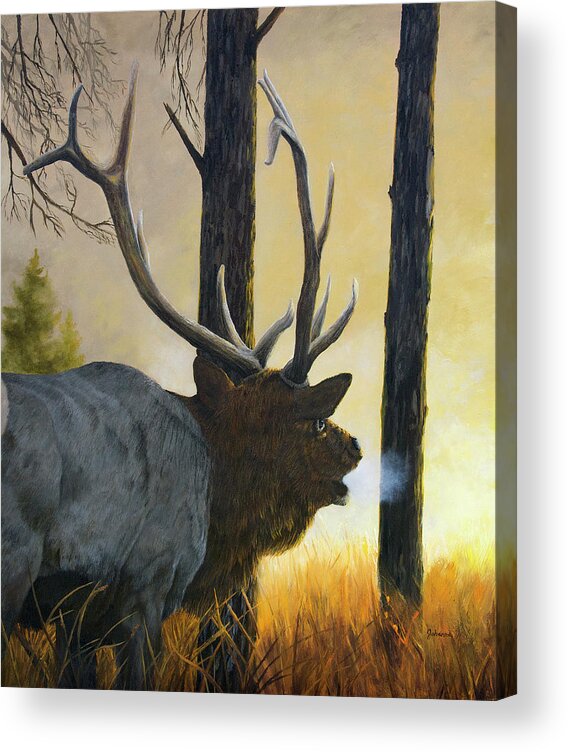 Elk Acrylic Print featuring the painting Emerging Monarch - Elk by Johanna Lerwick