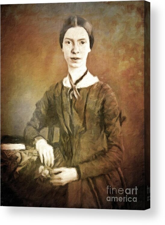 Writer Acrylic Print featuring the painting Emily Dickinson, Literary Legend by Mary Bassett by Esoterica Art Agency