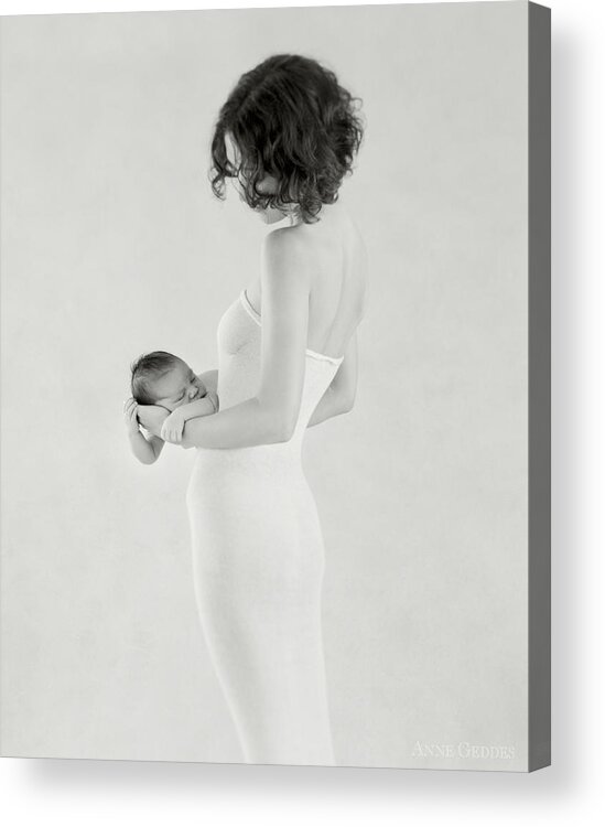 Black And White Acrylic Print featuring the photograph Emily Holding Ella by Anne Geddes
