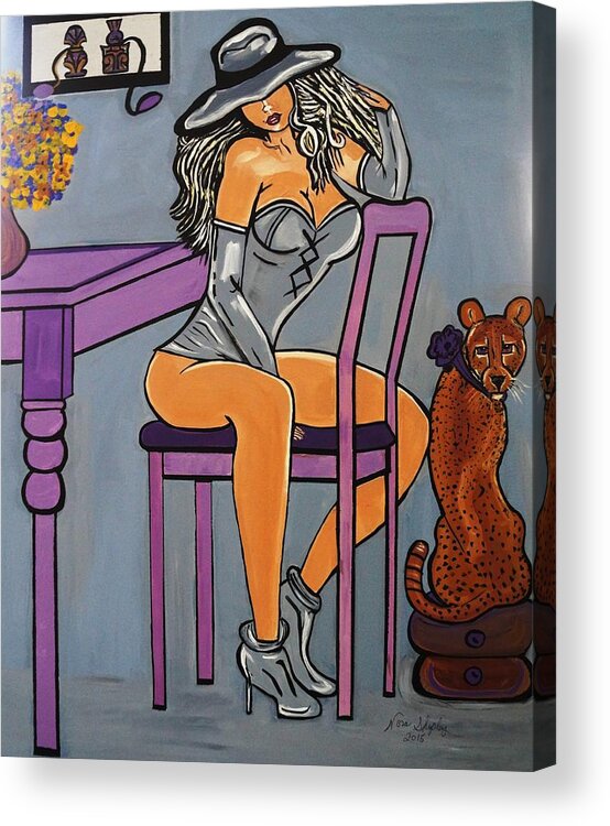 Art Deco  Emma And Me Acrylic Print featuring the painting Emma And Me by Nora Shepley