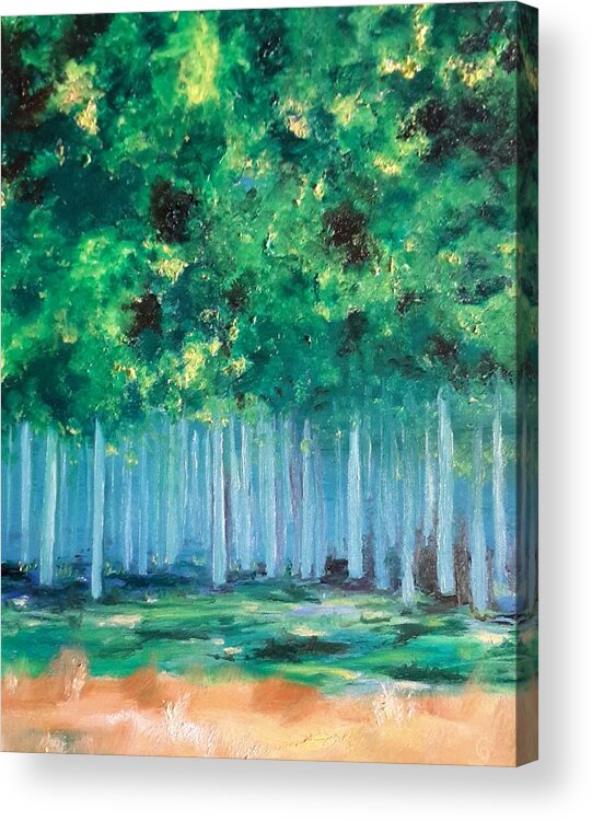 Poplars Acrylic Print featuring the painting Enchanted Poplars by Cheryl Nancy Ann Gordon