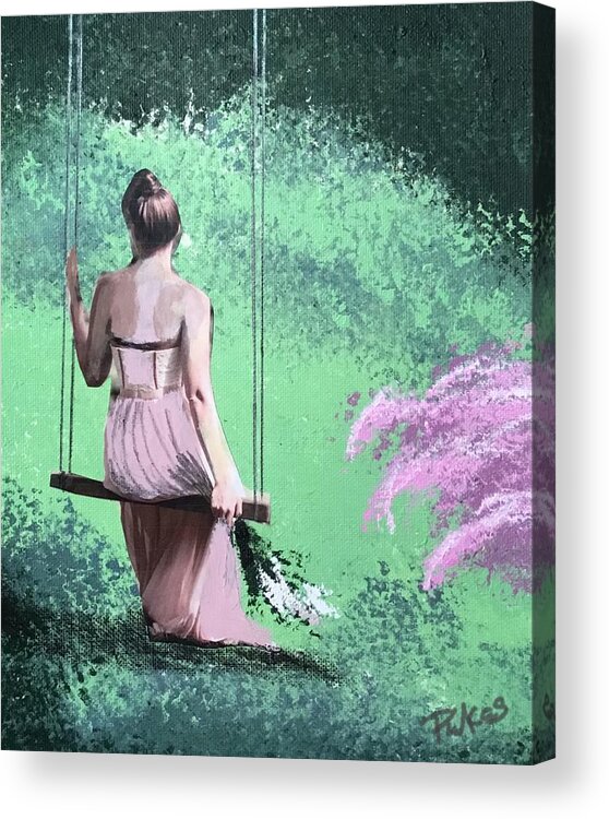 Landscape Art Acrylic Print featuring the mixed media Enchanted Swing by Serenity Studio Art