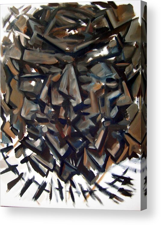 Thelonious Monk Jazz Piano Cubist Portrait Acrylic Print featuring the painting Epistrophy Process One by Martel Chapman