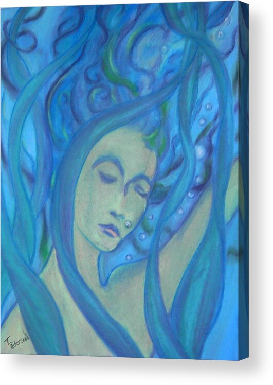 Crayon Acrylic Print featuring the painting Even Mermaids get the Blues by Todd Peterson