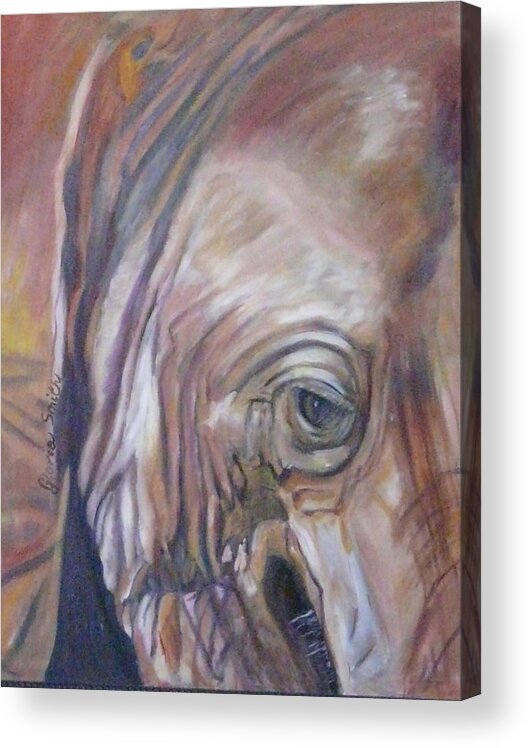 Elephant Acrylic Print featuring the painting Eye of the Elephant by Gloria Smith