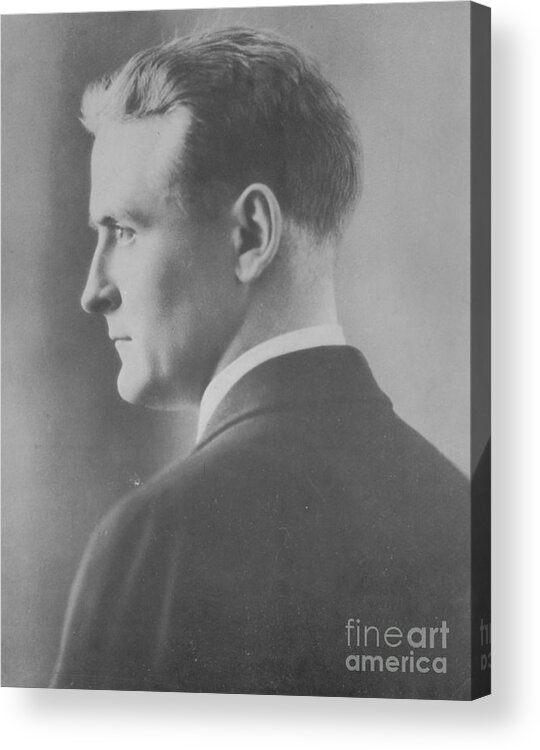 Photo Acrylic Print featuring the photograph F. Scott Fitzgerald, American Author by Photo Researchers