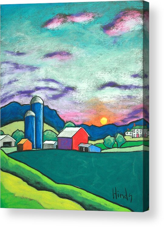 Farm Acrylic Print featuring the pastel Farmscape by David Hinds