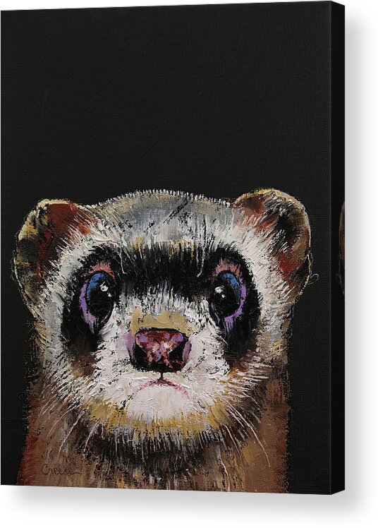 Baby Acrylic Print featuring the painting Ferret by Michael Creese