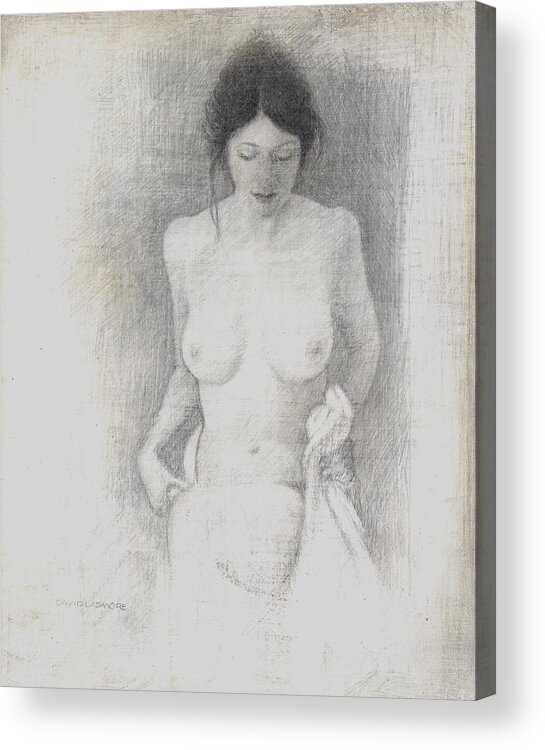Breasts Acrylic Print featuring the drawing Figure Study 6 by David Ladmore