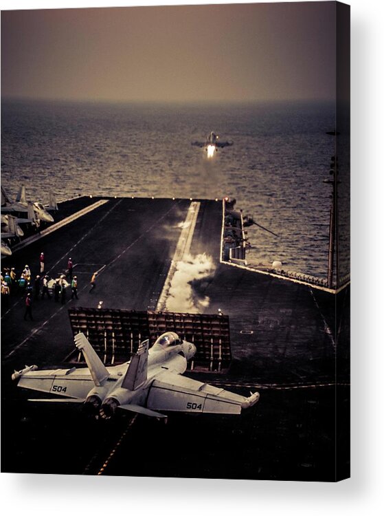 Navy Acrylic Print featuring the photograph Flight Ops by Larkin's Balcony Photography