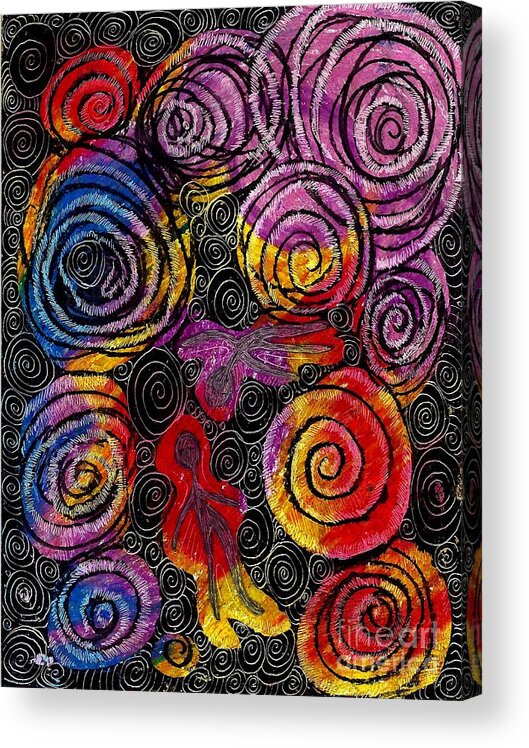 Abstract Acrylic Print featuring the drawing Floating by Sarah Loft