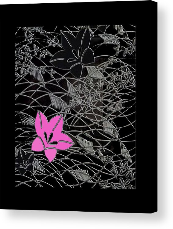 Chirimen Acrylic Print featuring the digital art Floral Chirimen by Asok Mukhopadhyay