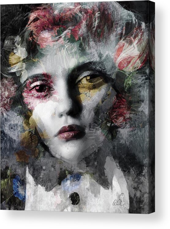 Black And White Acrylic Print featuring the digital art Flower Girl by Looking Glass Images