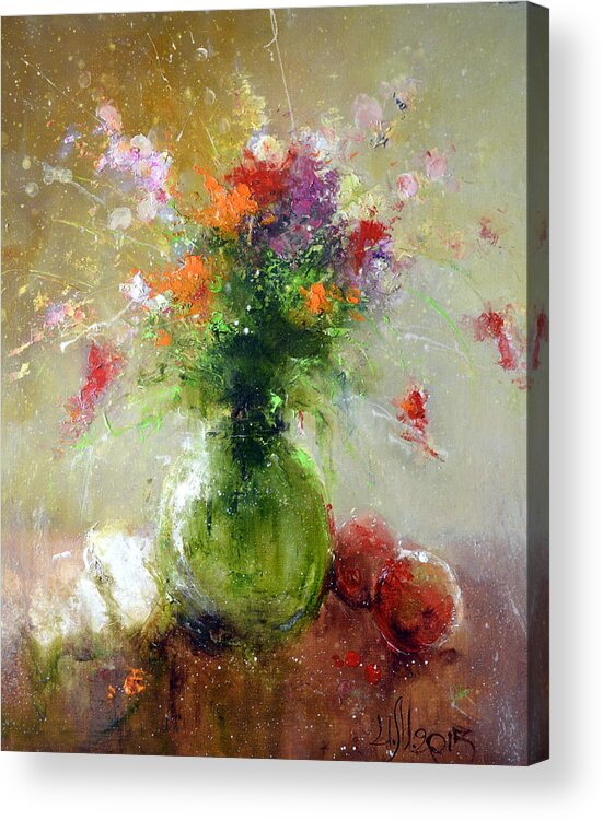 Russian Artists New Wave Acrylic Print featuring the painting Flower Mix Bouquet by Igor Medvedev