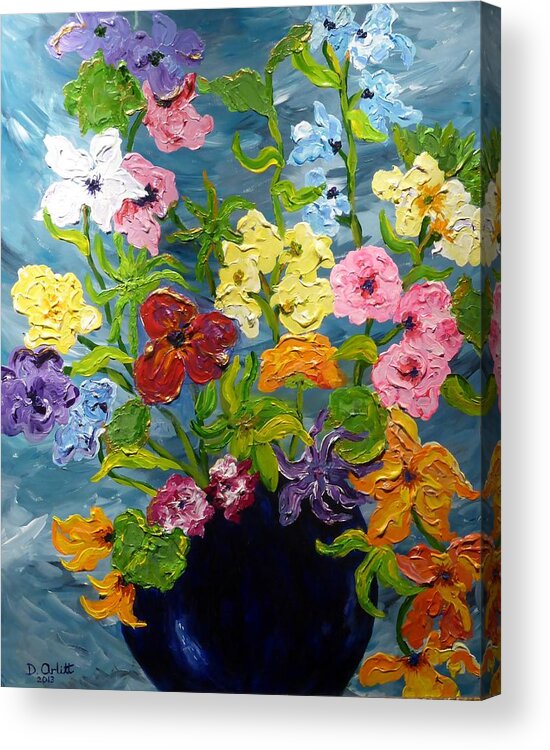 Floral Acrylic Print featuring the painting Flower Power by Diane Arlitt