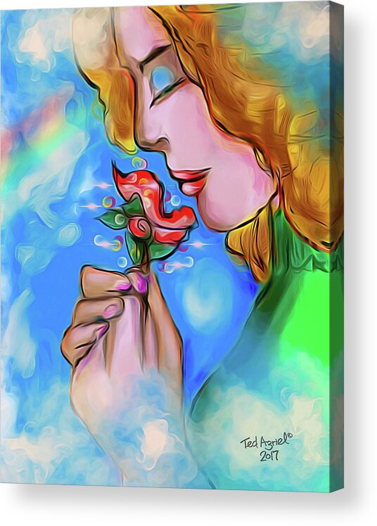 Painting Acrylic Print featuring the digital art Flower Power by Ted Azriel