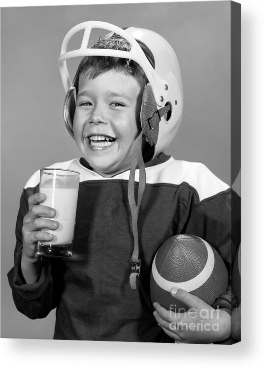 1960s Acrylic Print featuring the photograph Football And Milk, C.1960s by H. Armstrong Roberts/ClassicStock