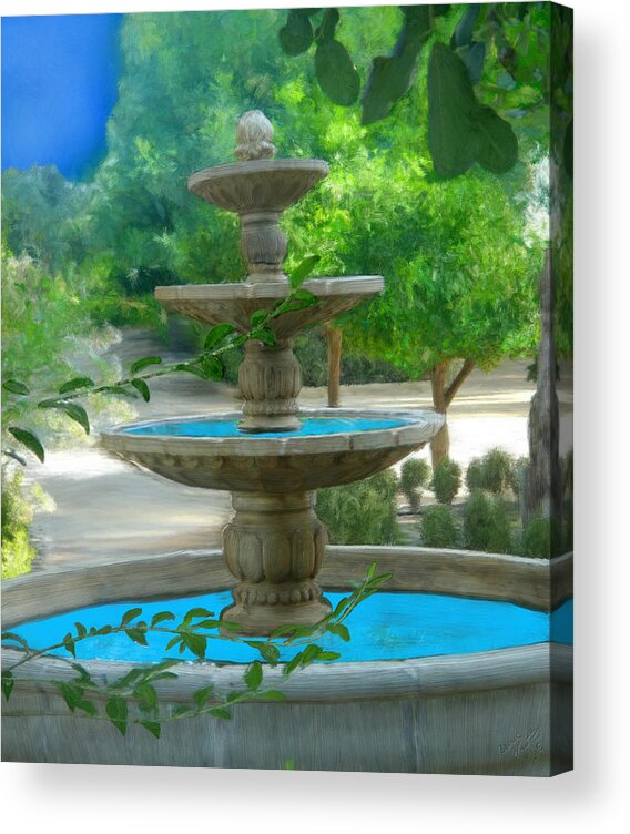Fountain Acrylic Print featuring the painting Fountain in San Pablo Park by Bruce Nutting