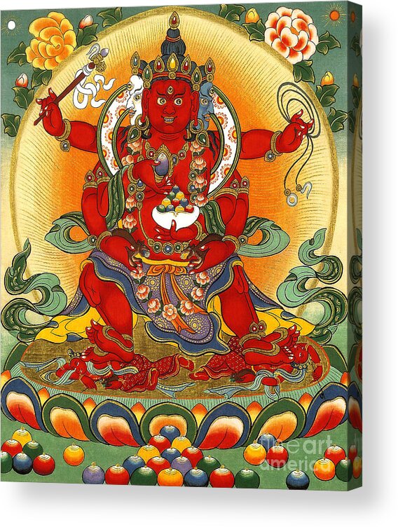 Thangka Acrylic Print featuring the painting Four Armed Dzambhala by Sergey Noskov