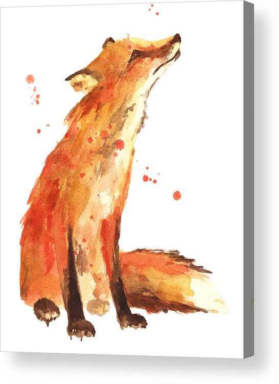 Red Fox Acrylic Print featuring the painting Fox Painting - Print from Original by Alison Fennell
