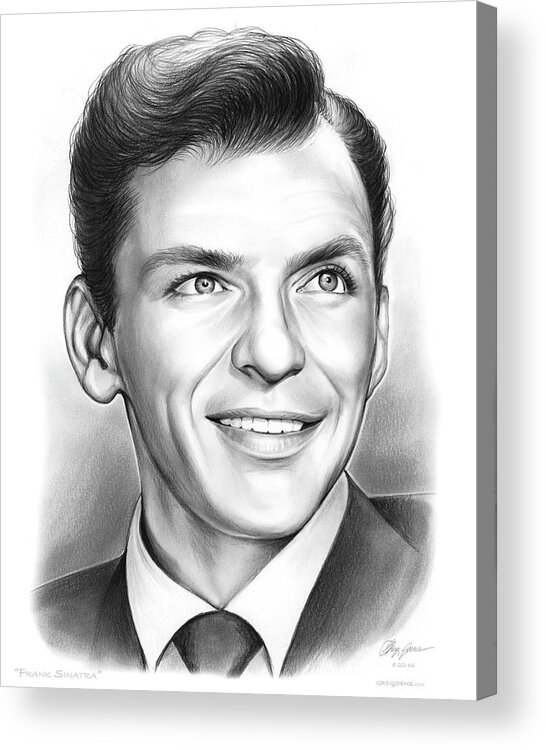 Frank Sinatra Acrylic Print featuring the drawing Frank Sinatra by Greg Joens