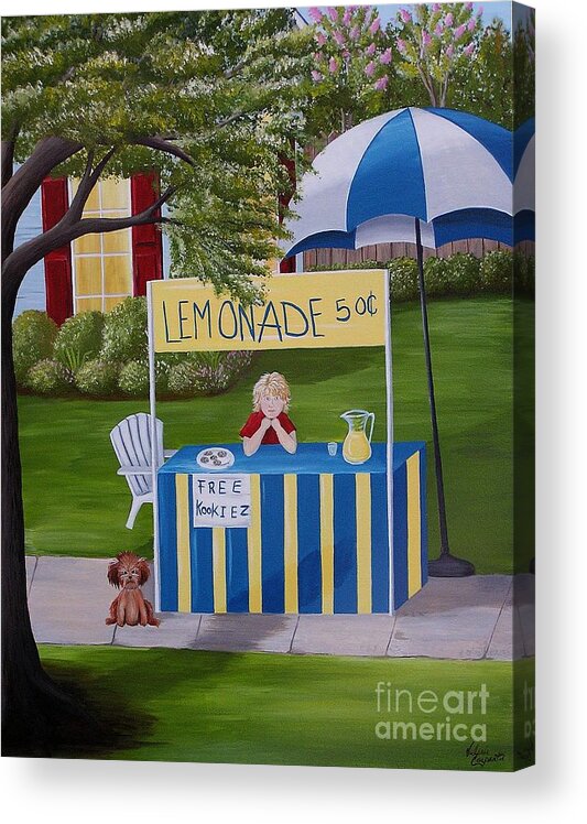 Lemonade Acrylic Print featuring the painting Free Cookies by Valerie Carpenter