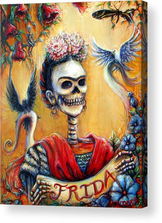 Frida Acrylic Print featuring the painting Frida by Heather Calderon