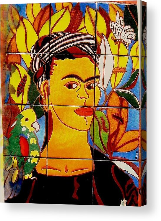 Portrait Acrylic Print featuring the ceramic art Frida by Yana Yatsyk