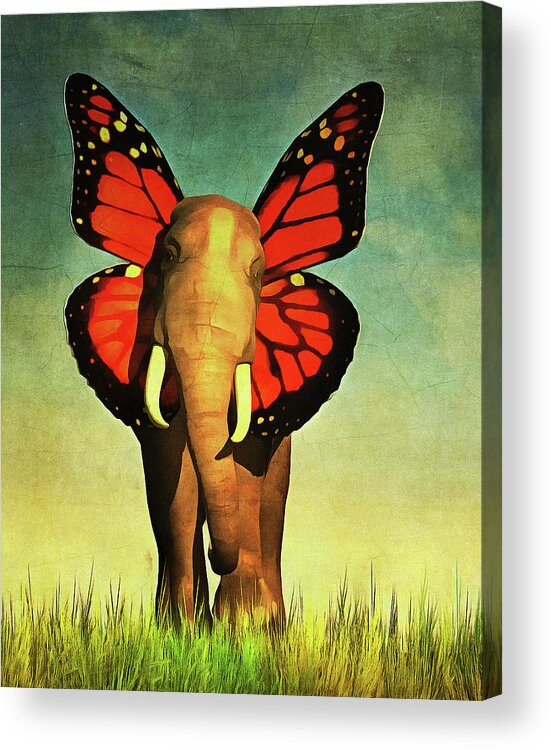Africa Acrylic Print featuring the painting Friendly Elephant by Jan Keteleer