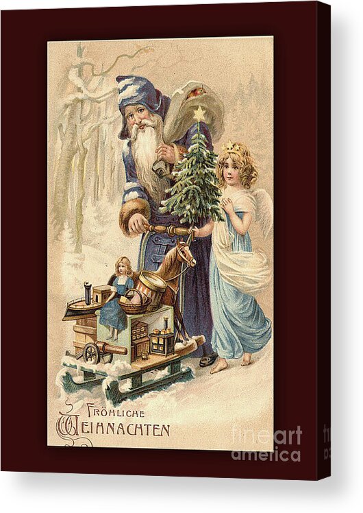 Frohe Weihnachten Acrylic Print featuring the digital art Frohe Weihnachten Vintage Greeting by Melissa Messick