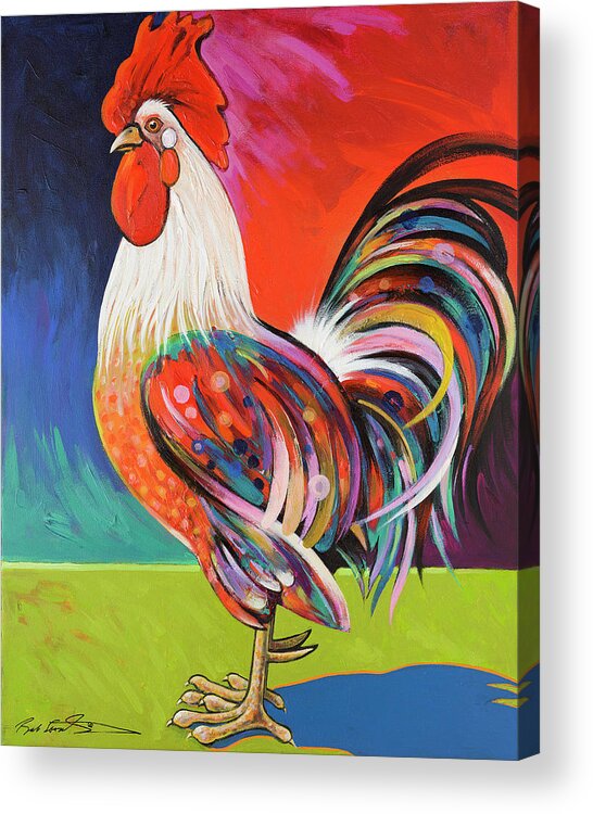 Rooster Art Acrylic Print featuring the painting Front Range Monarch by Bob Coonts