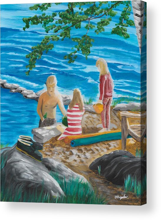 Beach Acrylic Print featuring the painting Fun at the Beach by David Bigelow