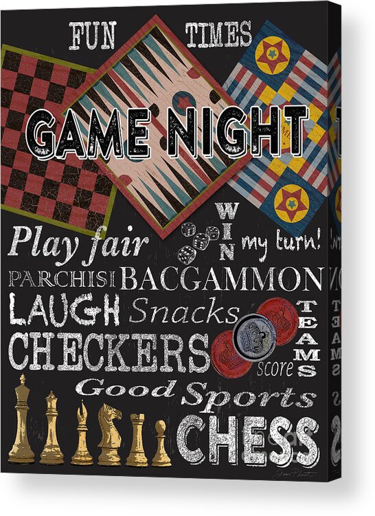 Jean Plout Acrylic Print featuring the painting Game Night-JP3500 by Jean Plout