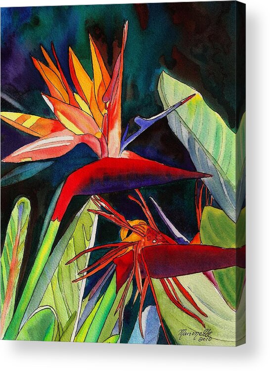 Bird Acrylic Print featuring the painting Garden of Paradise by Marionette Taboniar