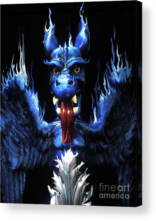 Blue Acrylic Print featuring the photograph Gargoyle by Jim And Emily Bush