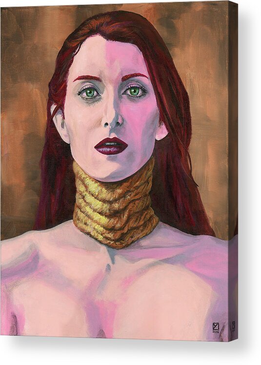 Portrait Acrylic Print featuring the painting Gasp by Matthew Mezo