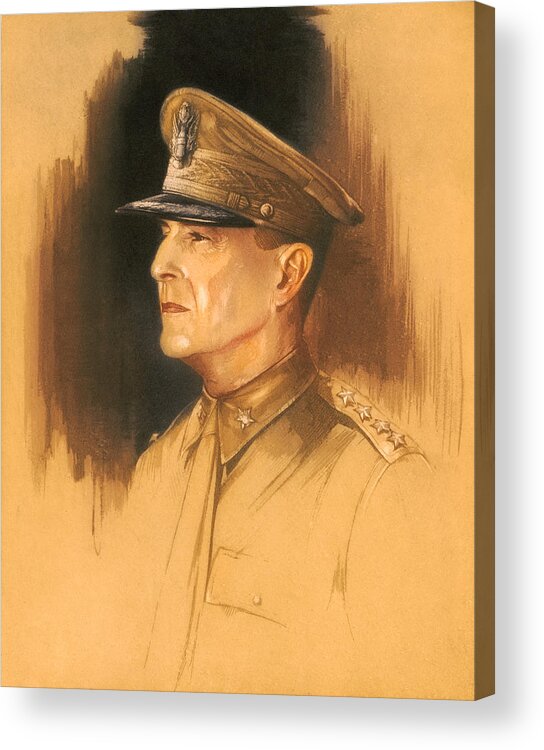 Macarthur Acrylic Print featuring the mixed media General Douglas MacArthur Sketch by War Is Hell Store