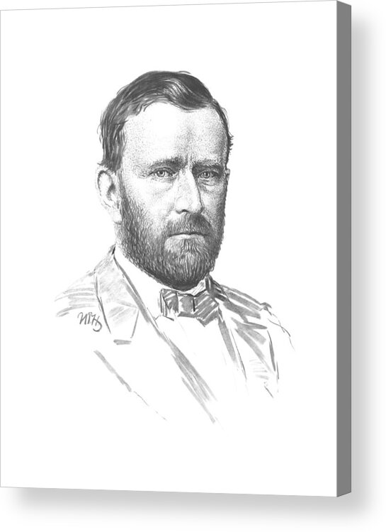 Ulysses S Grant Acrylic Print featuring the mixed media General Ulysses Grant Sketch by War Is Hell Store