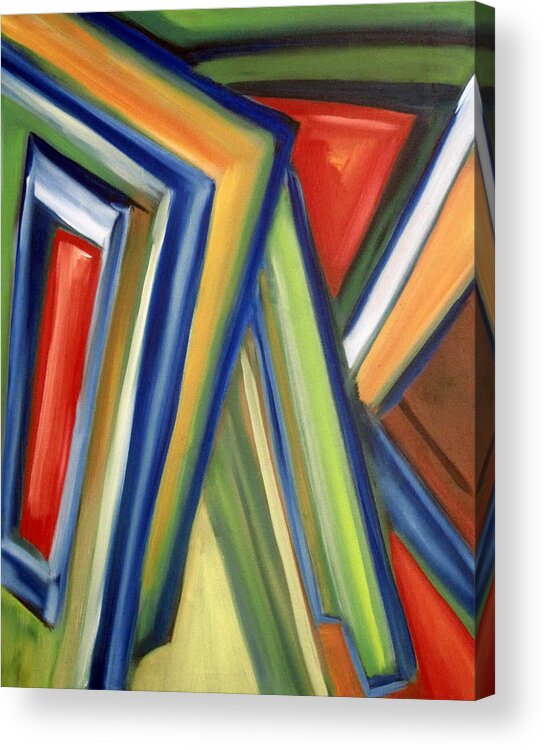 Rectangles Acrylic Print featuring the painting Geometric Tension Series V by Patricia Cleasby
