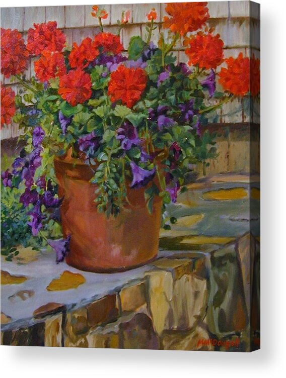Flower Acrylic Print featuring the painting Geraniums by Michael McDougall